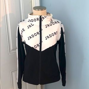 Black and white J’ador zip up sweater